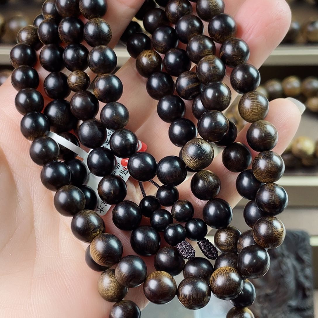 沉香手串坚***斗帝王紫棋玉化老料瘤疤0.8