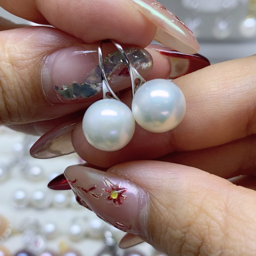 淡水珍珠耳饰银S925镶嵌