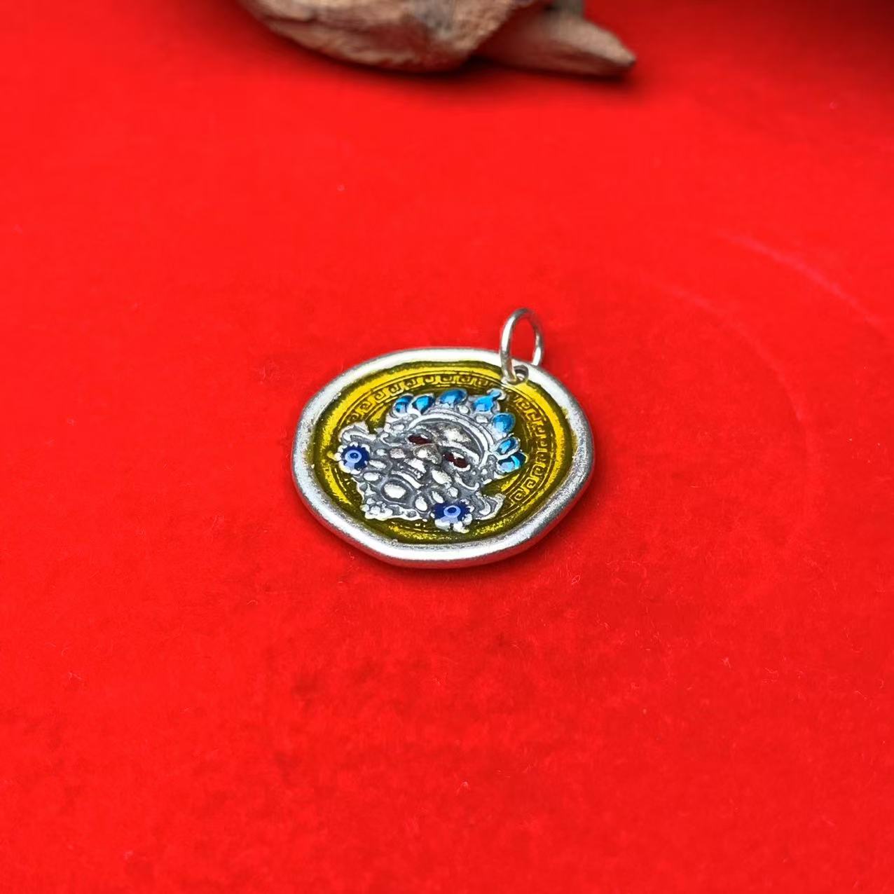 吊坠足银 999   珐琅彩黄财神吊坠  fm/1684