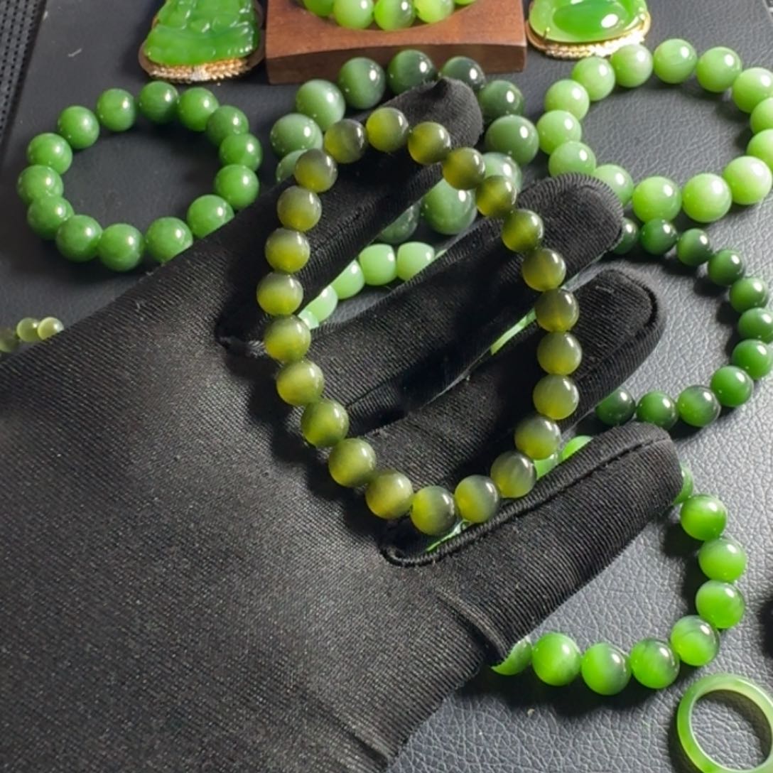 和田玉（碧玉）手串未镶嵌小*