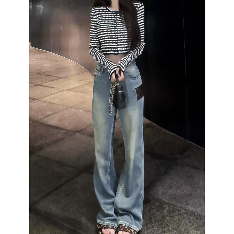 【TTONG】低腰复古水洗直筒垂感宽松阔腿牛仔裤（248）