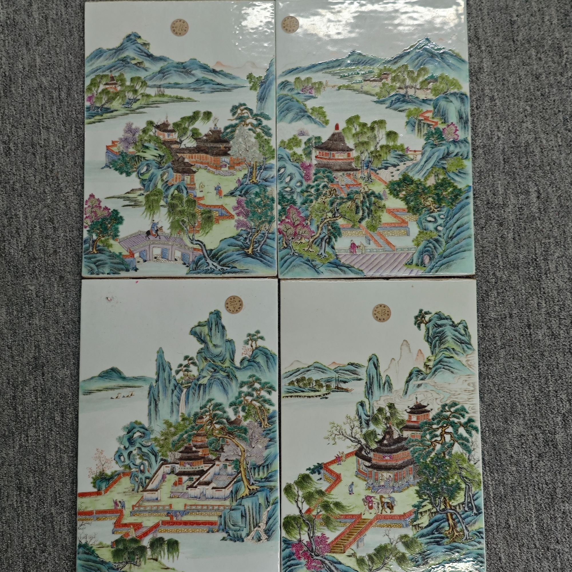 民国 四大名楼【黄鹤楼】【岳阳楼】【滕王阁】【鹳雀楼】瓷板画