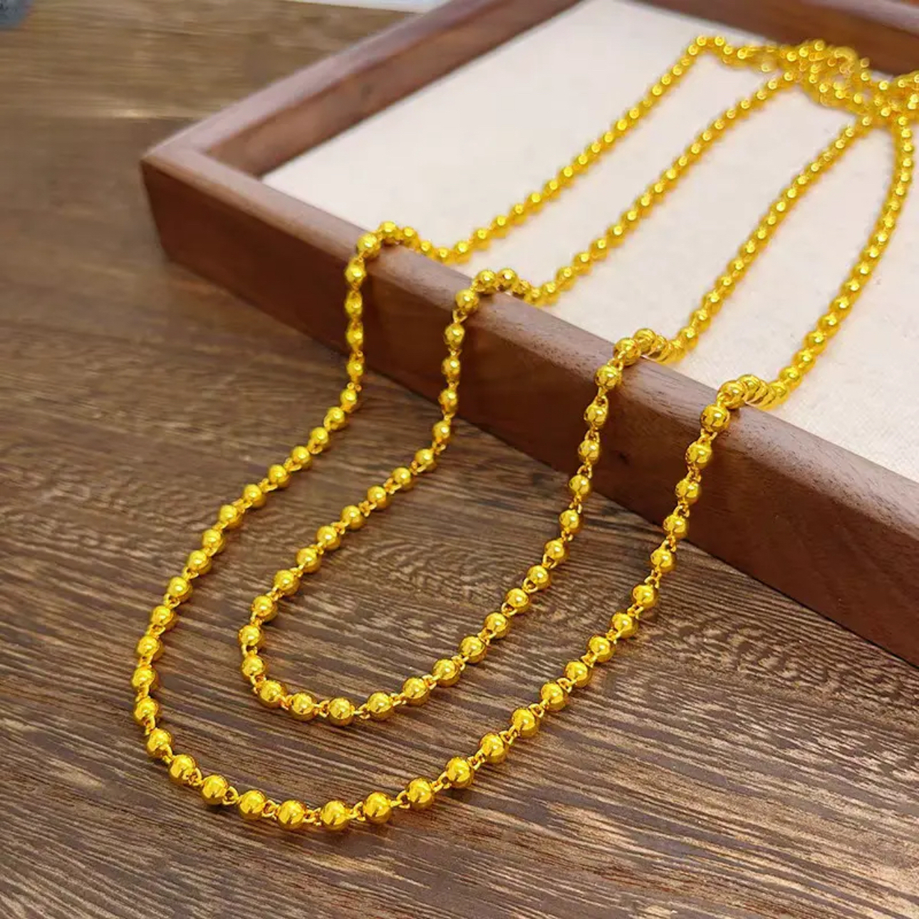 铜合金项链 福韵天玺《天系列》光珠项链百搭黄色链子经典男款