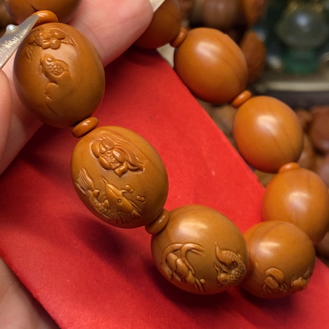 橄榄核手串/手链荷叶鱼