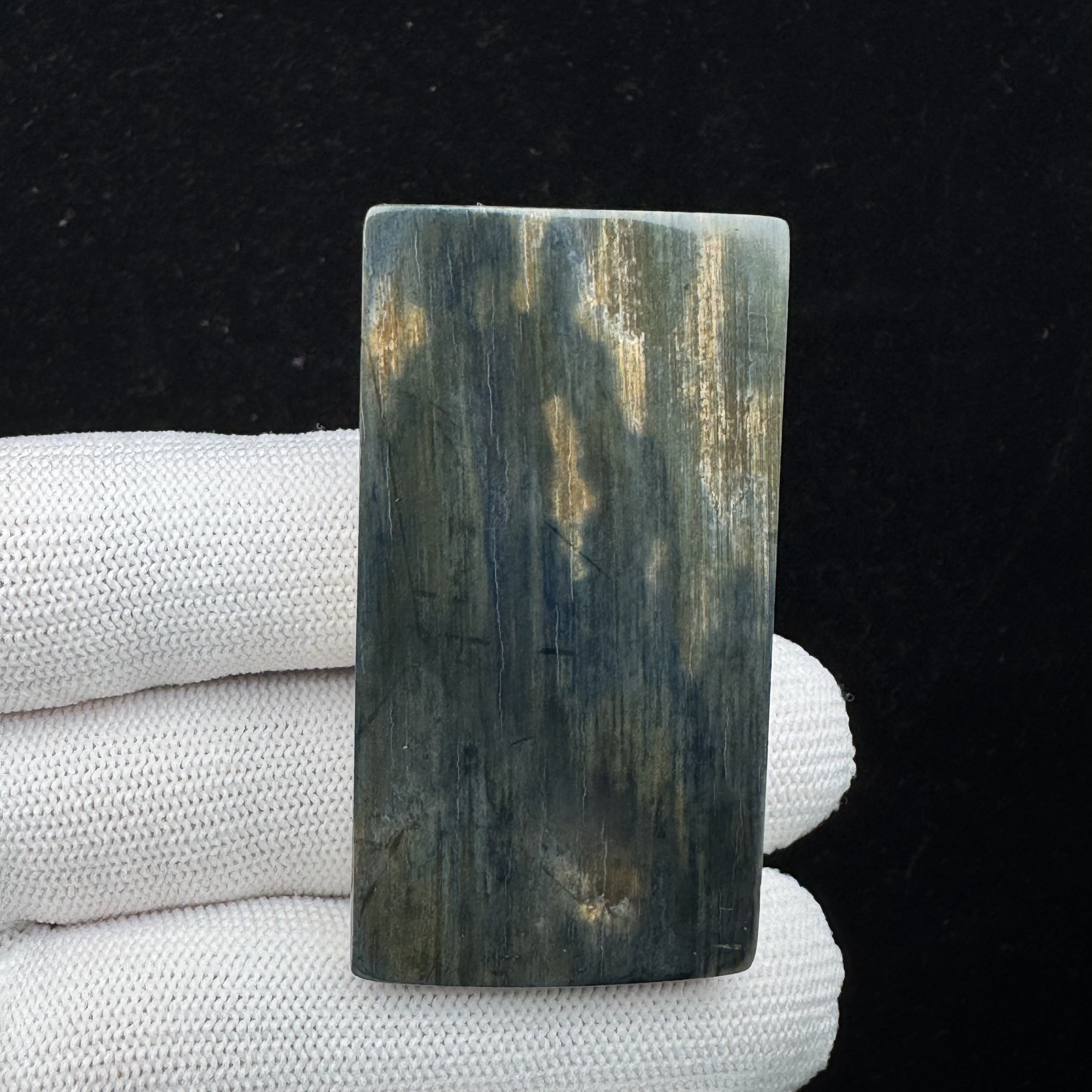 E4033天然猛犸牙 蓝皮无事牌29.5x55x10.2mm 支持鉴定 假一罚四