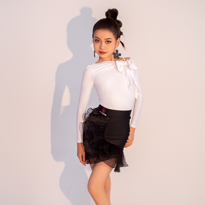 星辰舞服拉丁舞练习套装女儿童成人新款气质白色高贵演出服套装