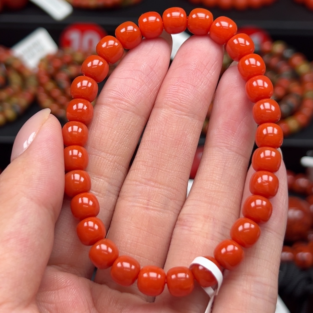 未镶嵌手串南红玛瑙保山柿子红精工老型手串7mm