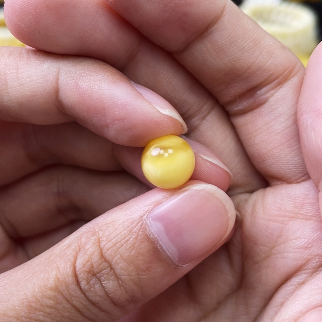 蜜蜡未镶嵌珠宝奇石9.7mm妖花鸡油黄