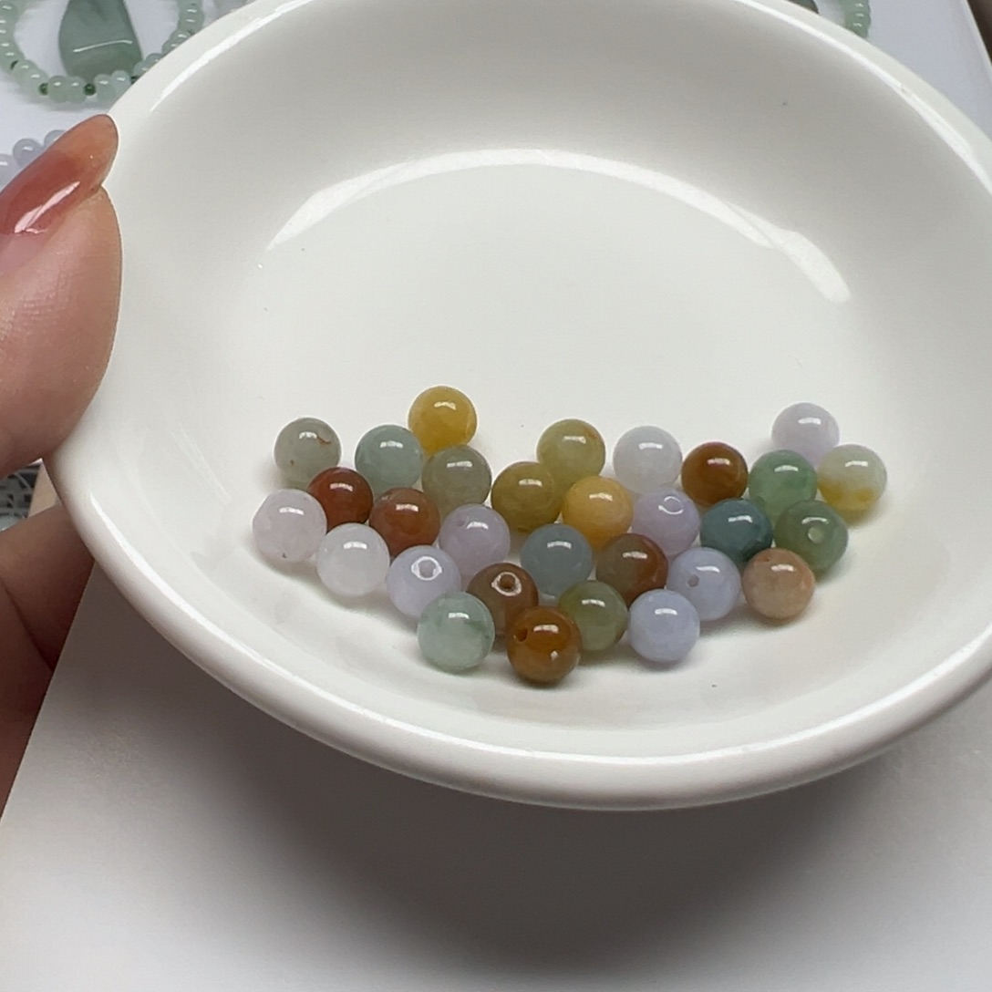 翡翠散珠紫*纯天然缅甸翡翠A货卡6.5，20颗分3单