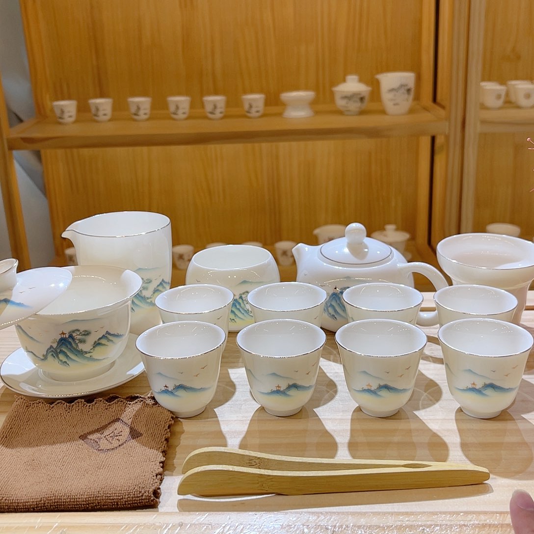 杯玄致羊脂玉瓷茶具套装