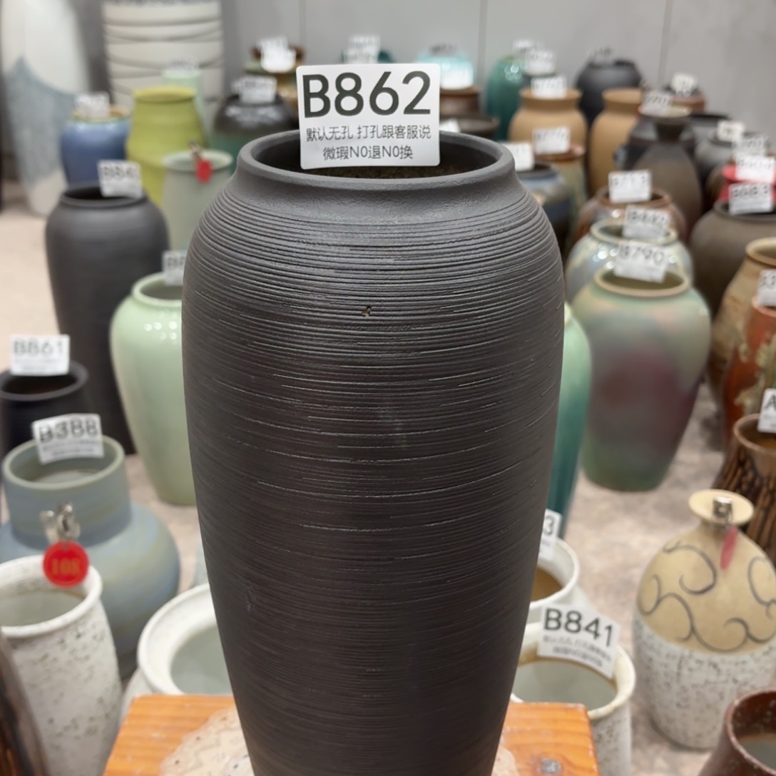 摆件瑕疵862 景德镇陶瓷花瓶高34口9