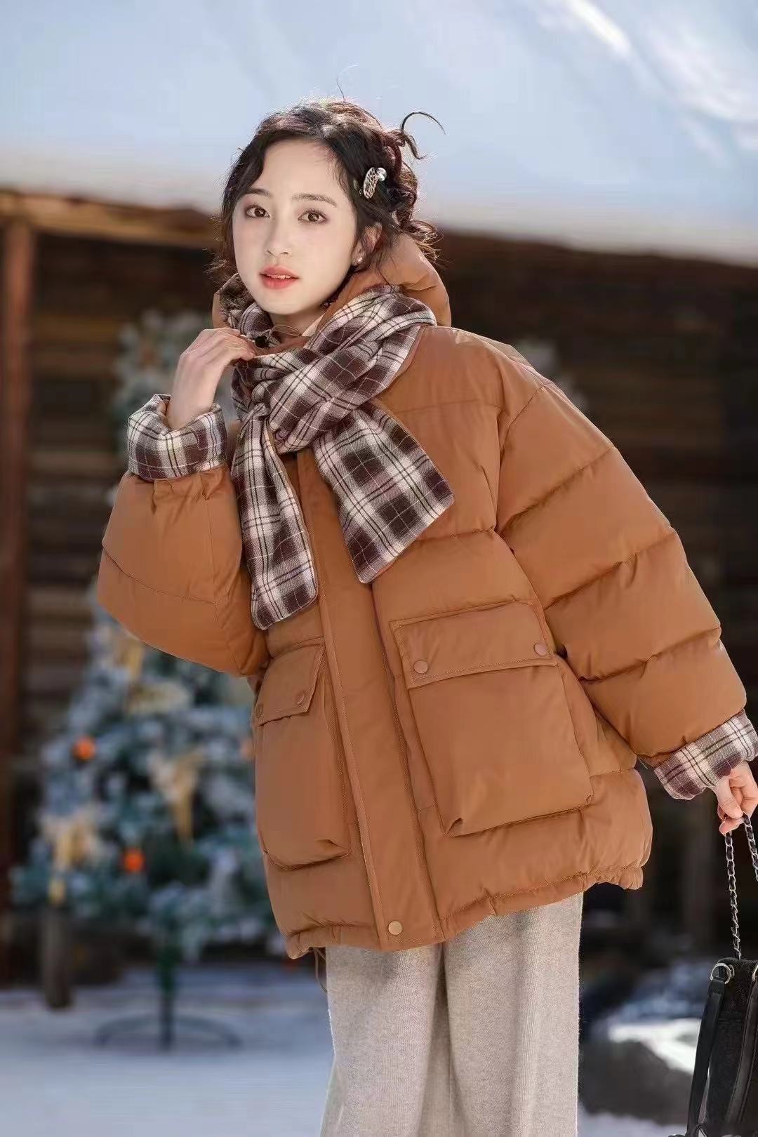 圆领原创设计棉服棉袄拼接加厚休闲童装ins冬季冬款连帽女童