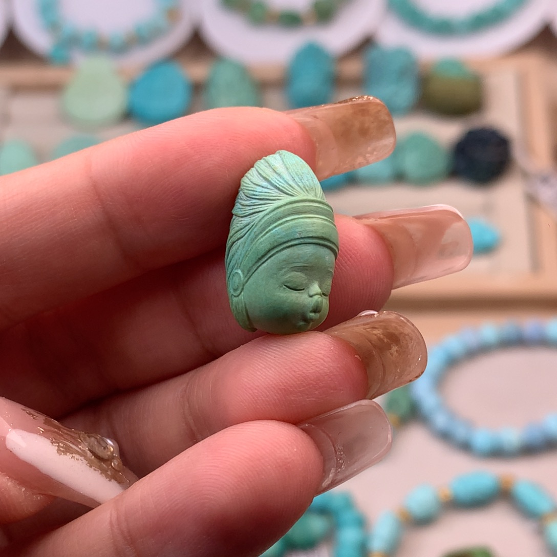 绿松石珠宝奇石未镶嵌酋长嘟嘟嘴