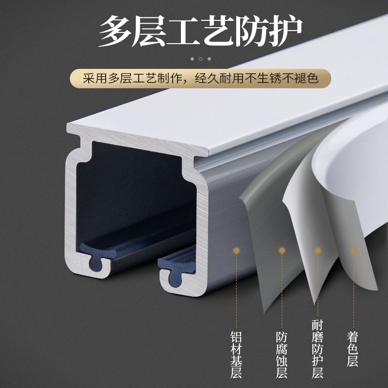 加厚静音窗帘轨道铝合金双轨导轨滑轮滑轨顶装侧装窗帘杆滑道单轨