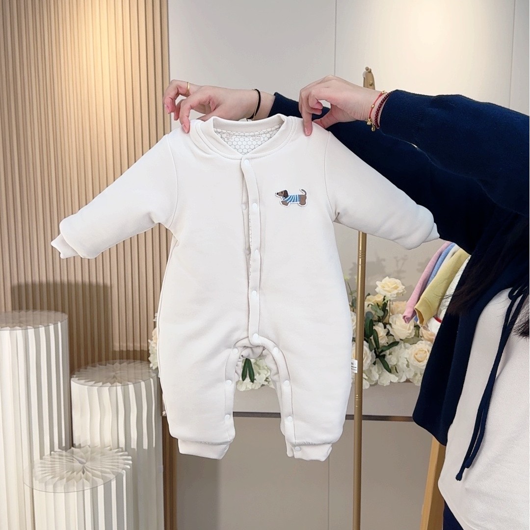 婴儿衣服加厚夹棉连体衣哈衣男女宝宝秋冬夹棉长爬新生儿衣服