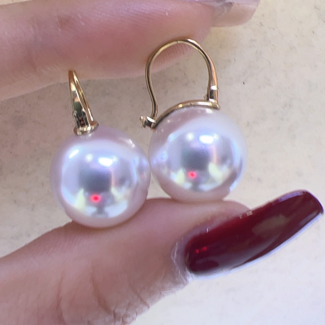 淡水珍珠耳饰18K金镶嵌