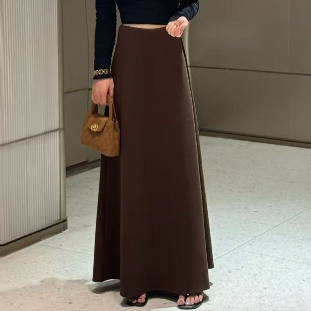 秋冬款A字加长裙半身裙气质高腰垂感显瘦加厚毛呢长裙568