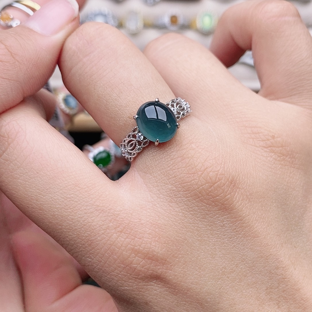 翡翠银S925镶嵌戒指