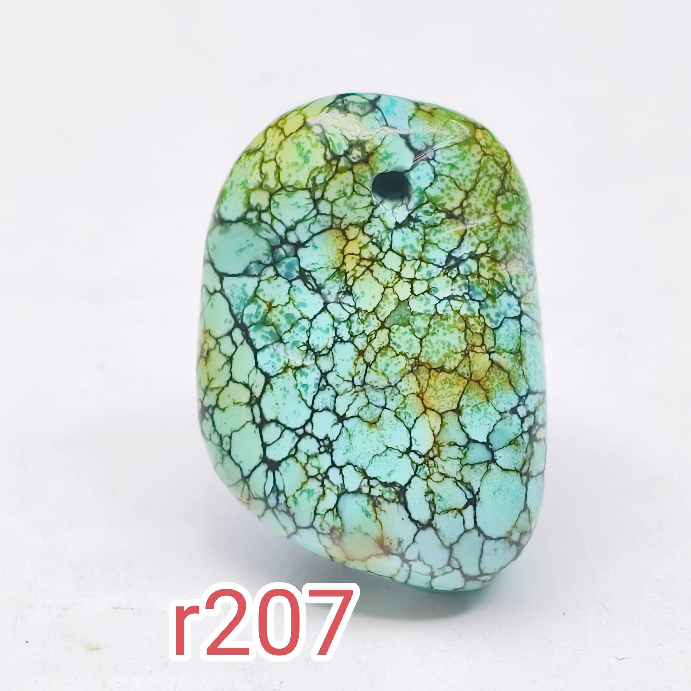 r207绿色网花俏色随形绿松石春带彩特色原矿无优化