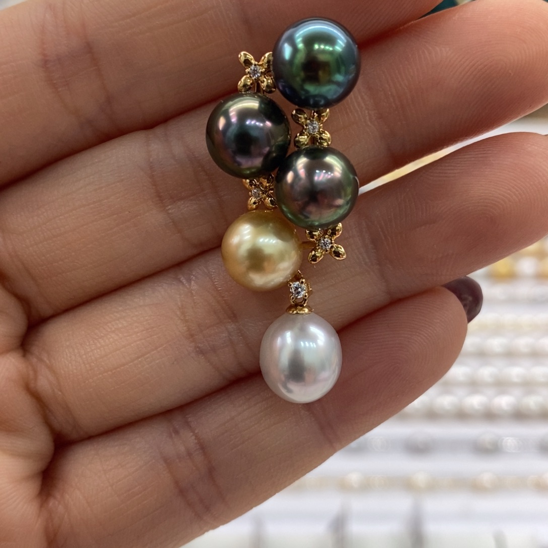 海水珍珠颈饰18K金镶嵌8-9m m