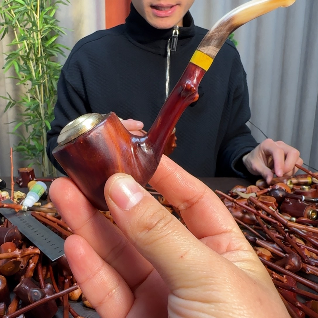 文玩手工烟斗手把件