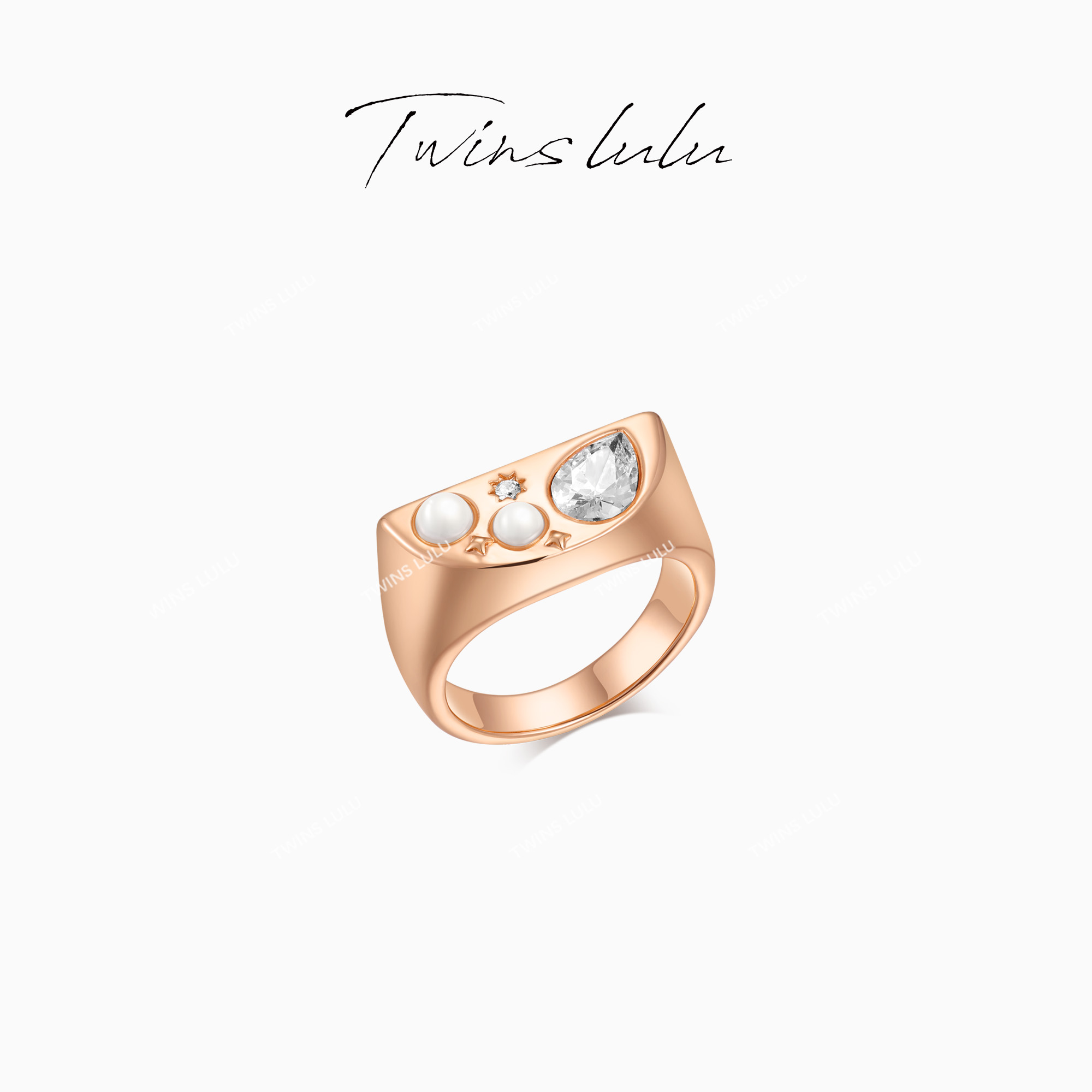 TWINS LULU 流光风 设计师款轻奢气质高级感珠珠戒指TSS7831