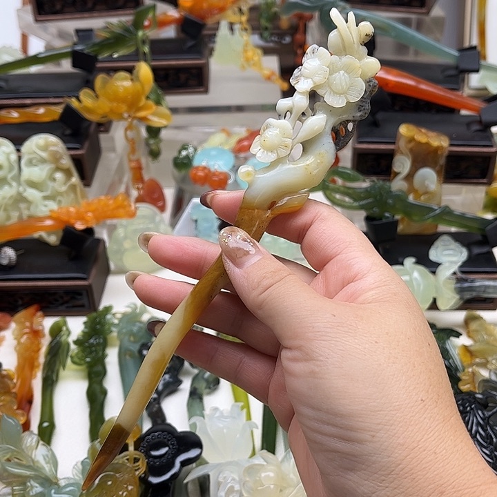 蛇纹石玉岫玉发簪未镶嵌