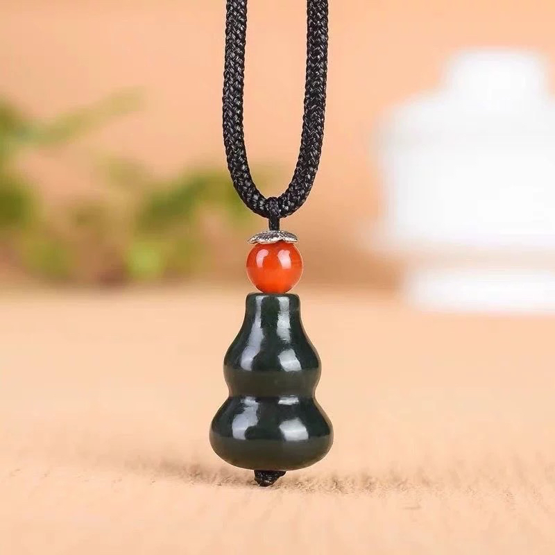 天然和田玉青玉葫芦吊坠挂件项链男女情侣款