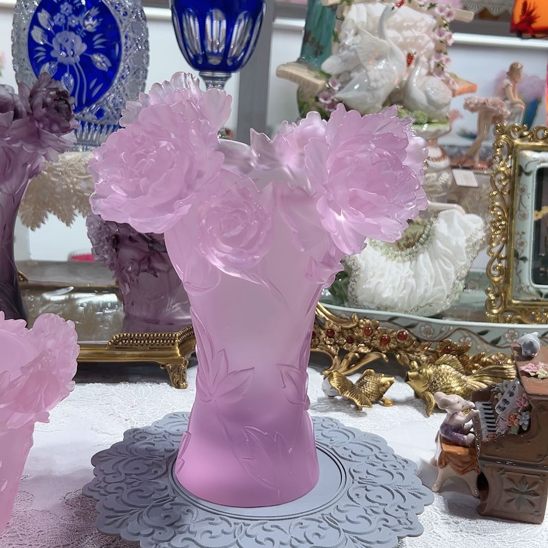 陶瓷脱蜡水晶牡丹花花瓶