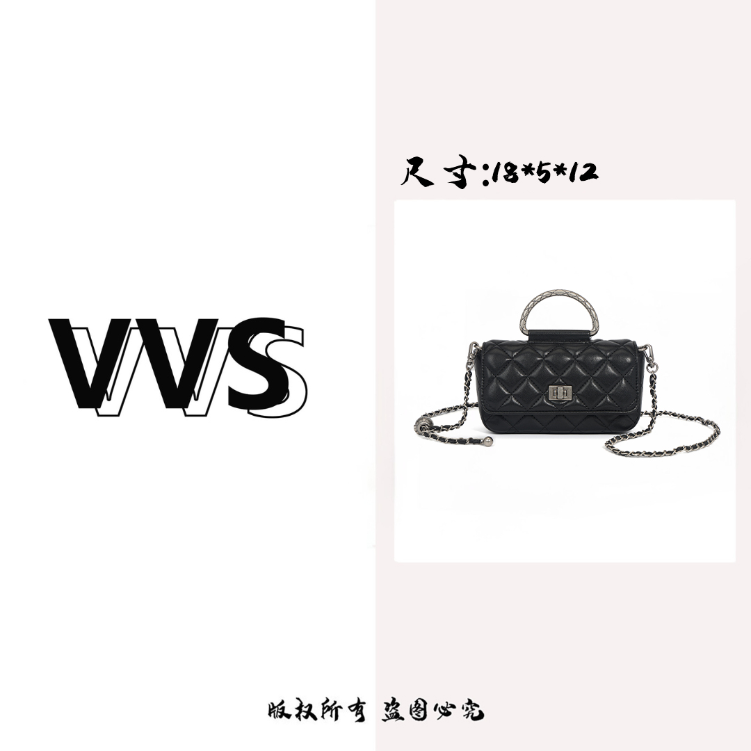 【VV专属】新款手提轻奢时尚百搭女士菱格单肩经典包包OTL-25033黑