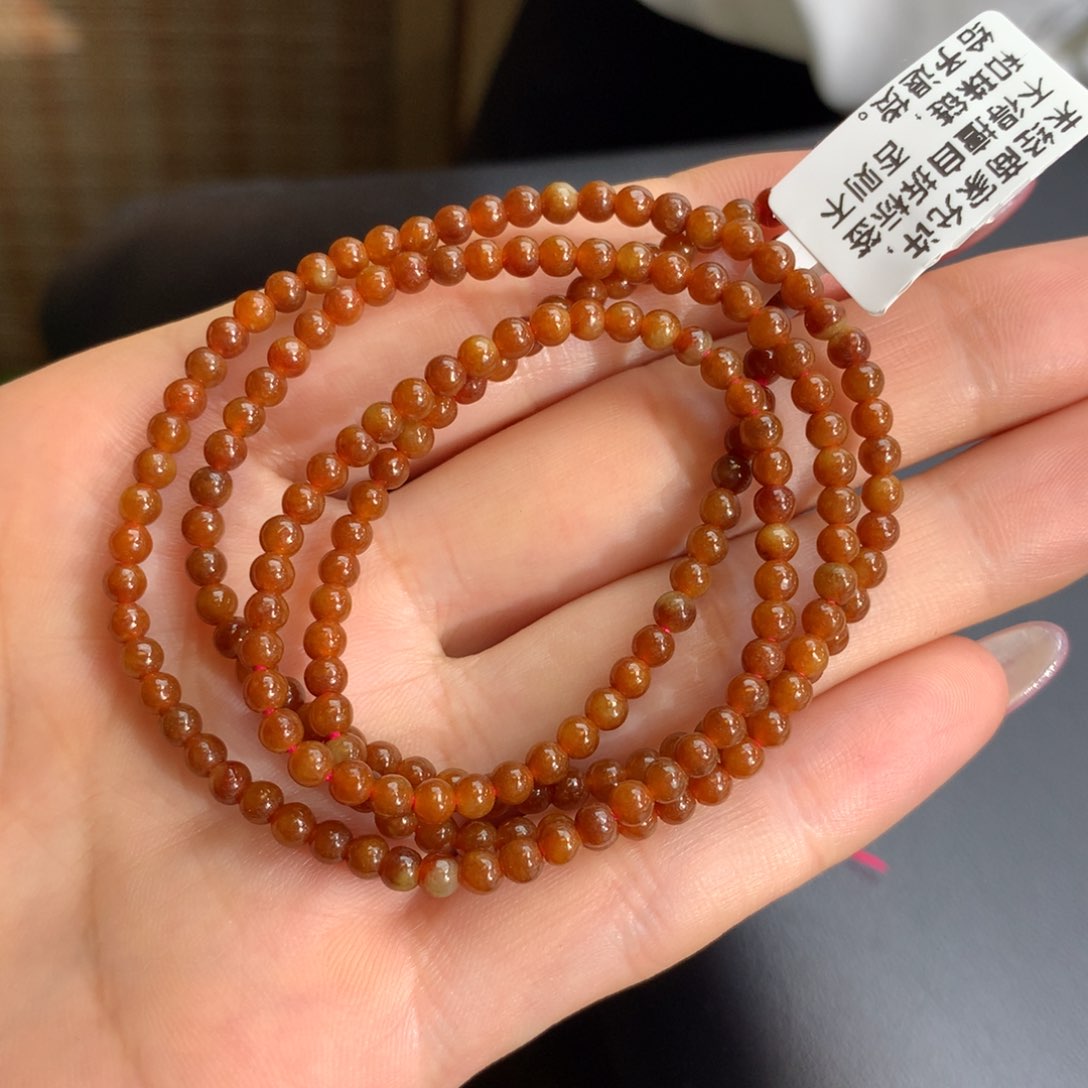 翡翠手链未镶嵌细润红翡项链卡3.5m m