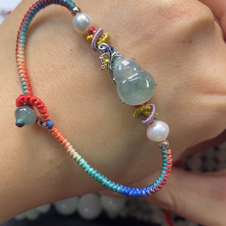 翡翠银S925镶嵌手绳16手围