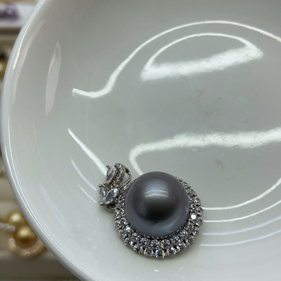 海水珍珠吊坠(不含链)银S925镶嵌