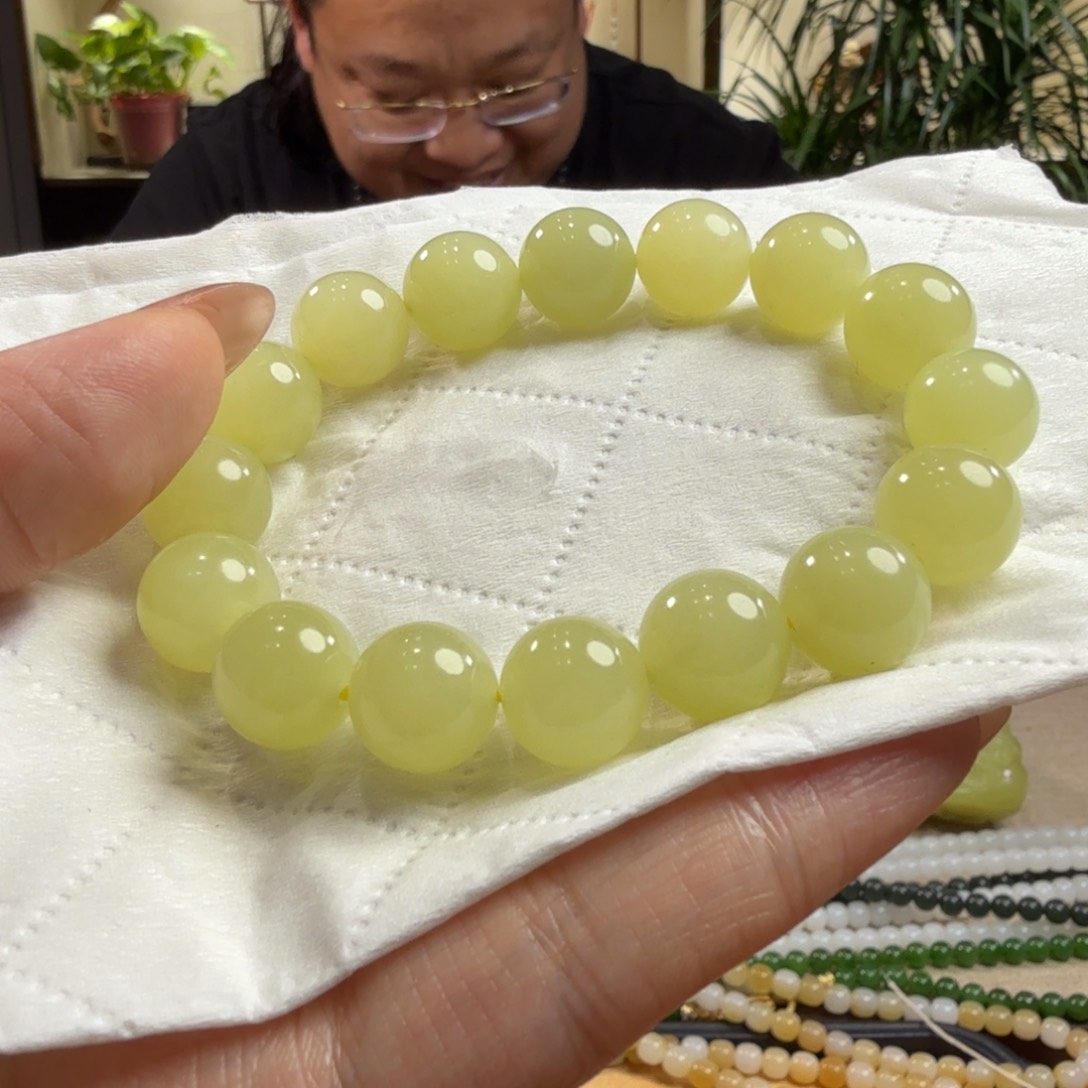 和田玉手链未镶嵌花**康