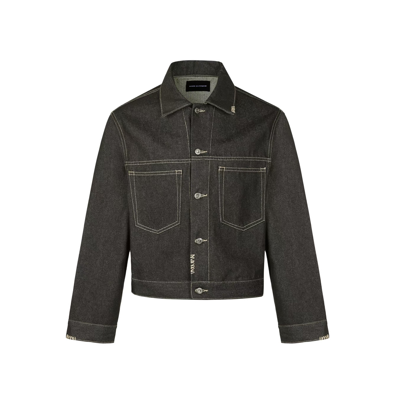 老钱风原牛翻领牛仔外套长绒棉明线设计Boxy箱型宽松工装夹克