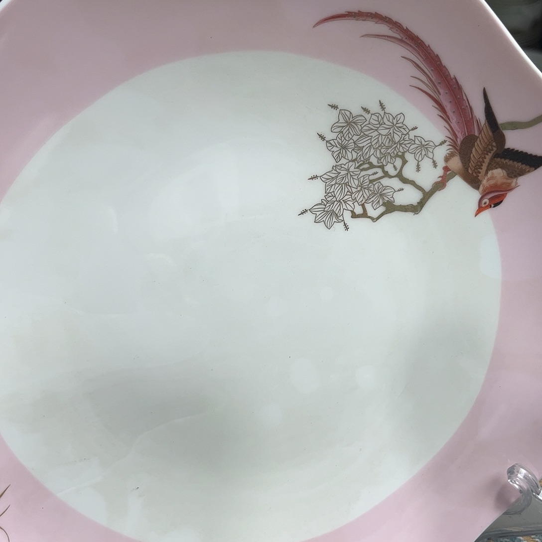 瓷片百鸟朝凤十寸大盘两个微瑕