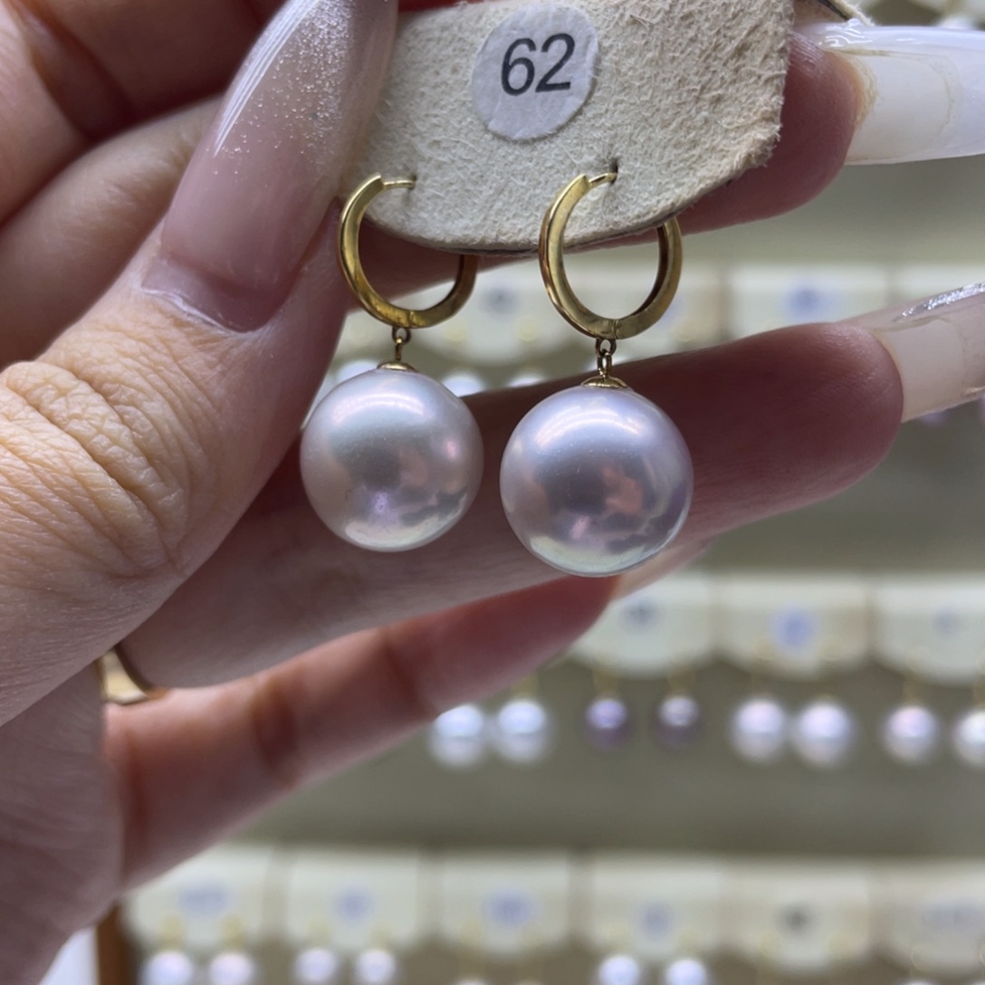 淡水珍珠耳饰18K金镶嵌