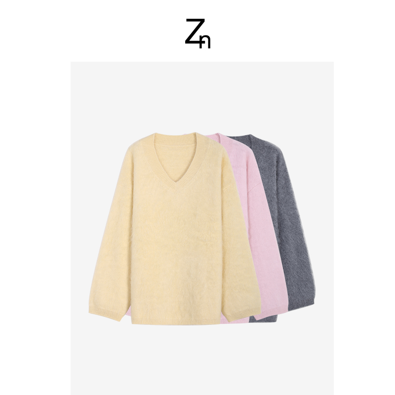 暖美人斑斓定染山羊绒拉毛毛衣V领/圆领A824X21806/A824X21807