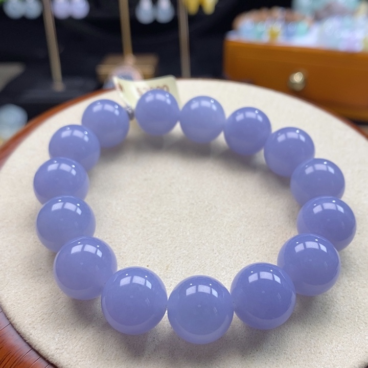 翡翠未镶嵌吊坠(不含链)翡翠浓蓝紫色手串卡12+