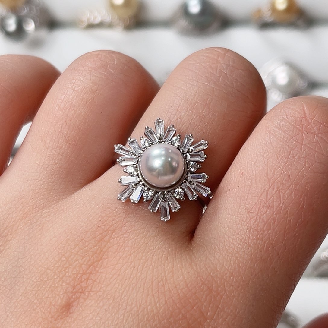 海水珍珠戒指银S925镶嵌