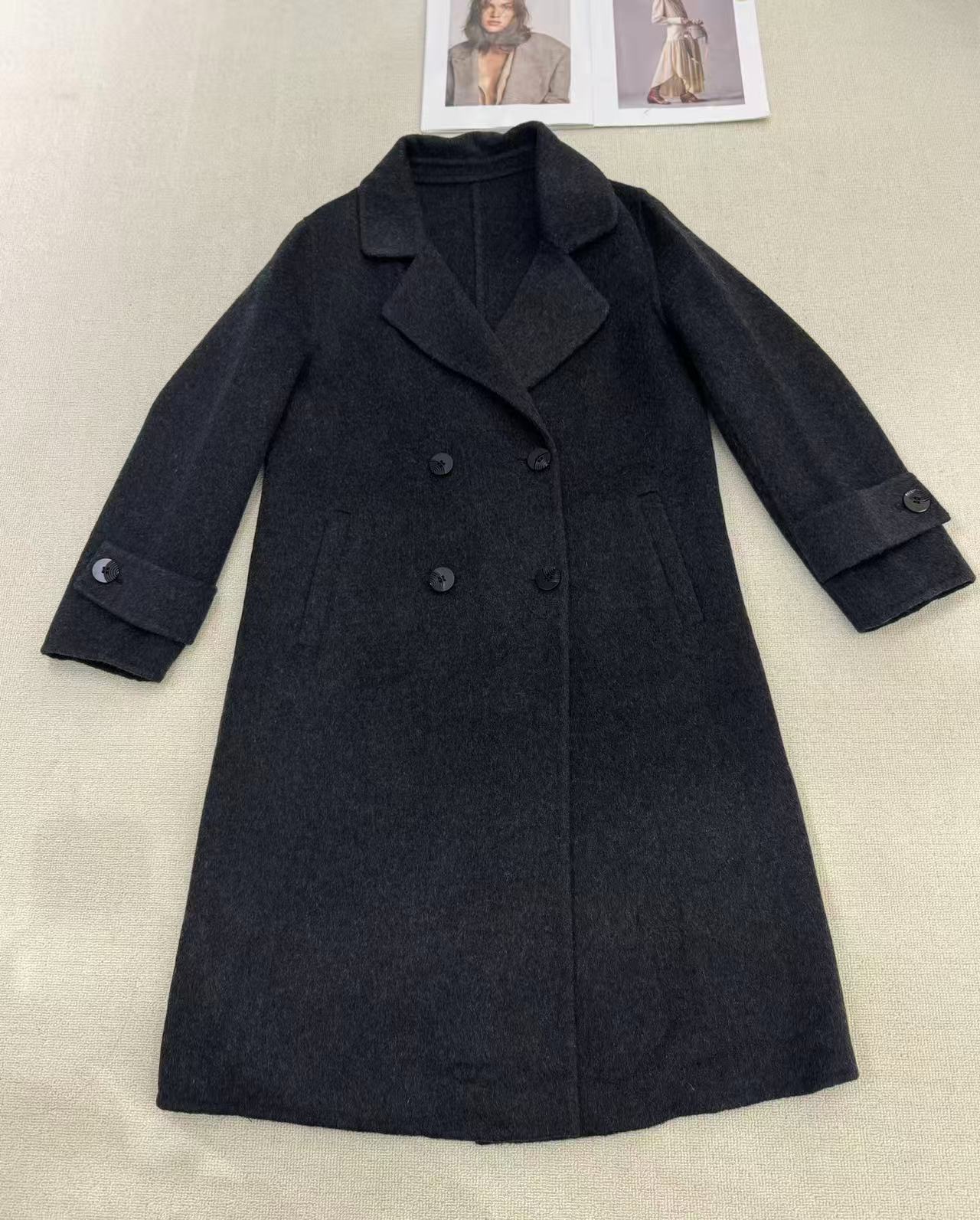 9813-31202 长款双面呢翻领双呢大衣服毛呢外套