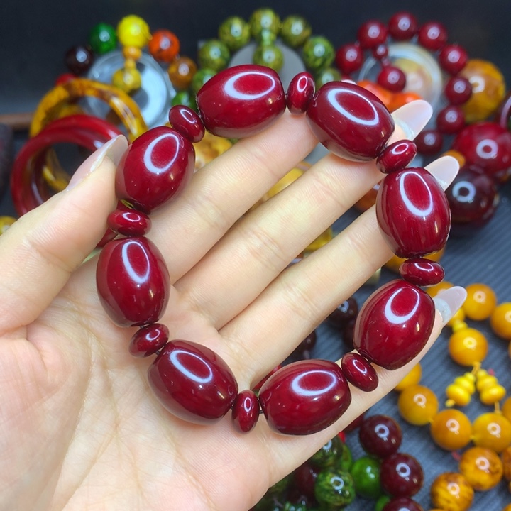 木琥珀木红油手串