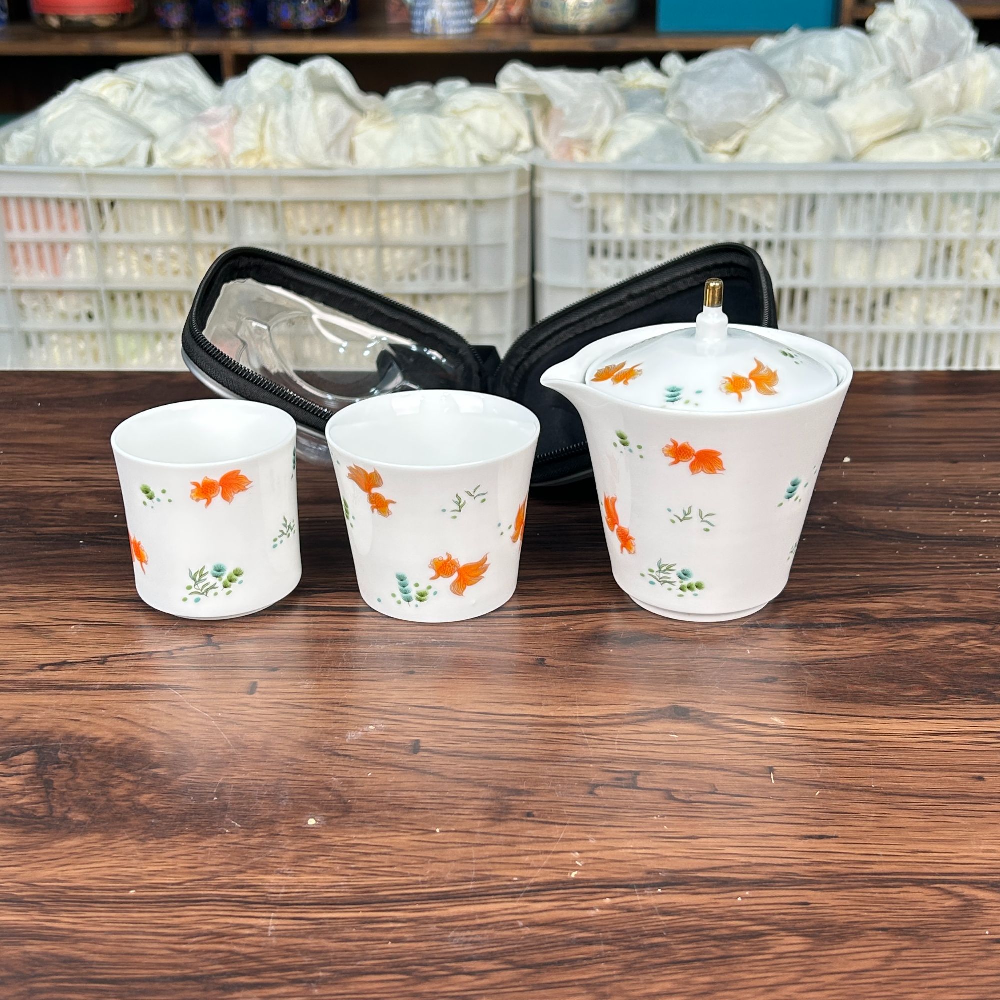大海茶器@@YS363-金鱼旅行茶具