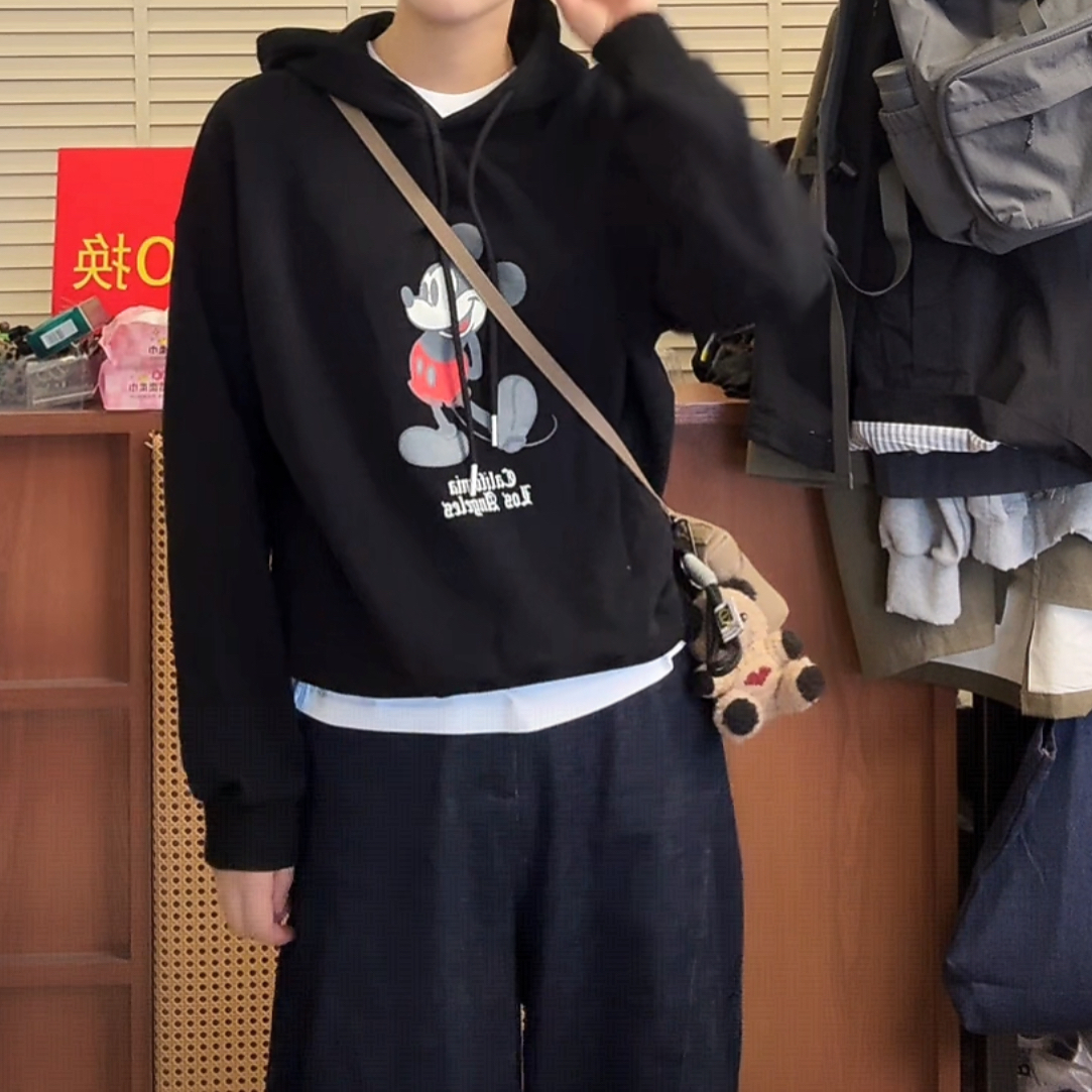 泡菜米奇帽子加绒卫衣 不退