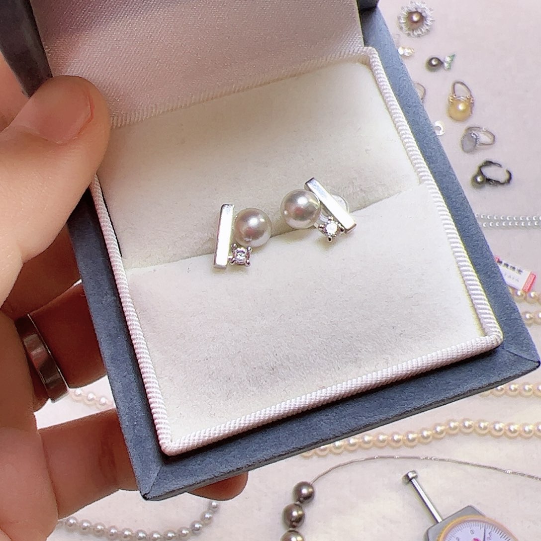 海水珍珠耳饰银S925镶嵌