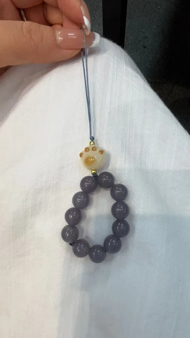 【玉德甄选】天然烟紫8毫米手机挂