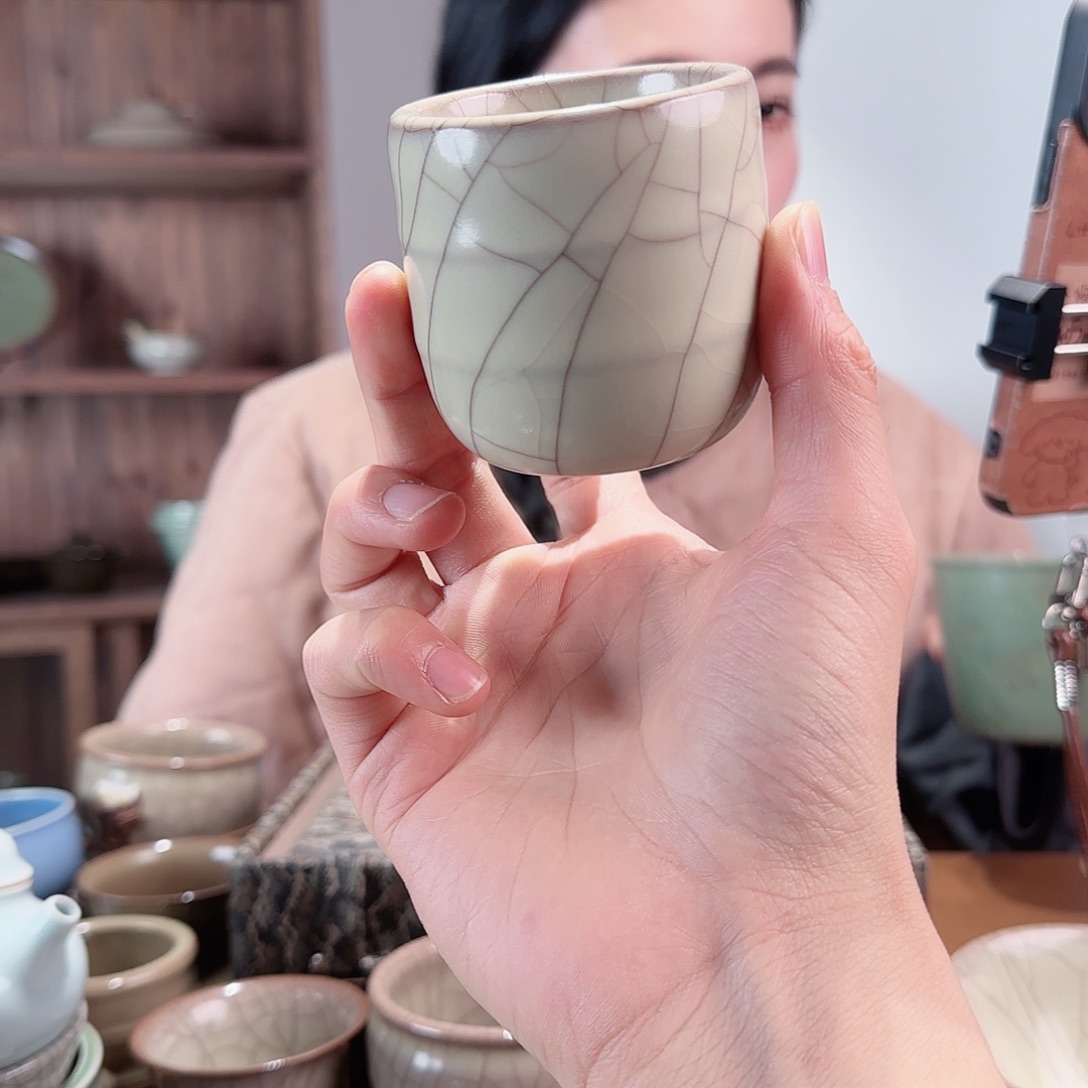 摆件瓷哥窑手工杯