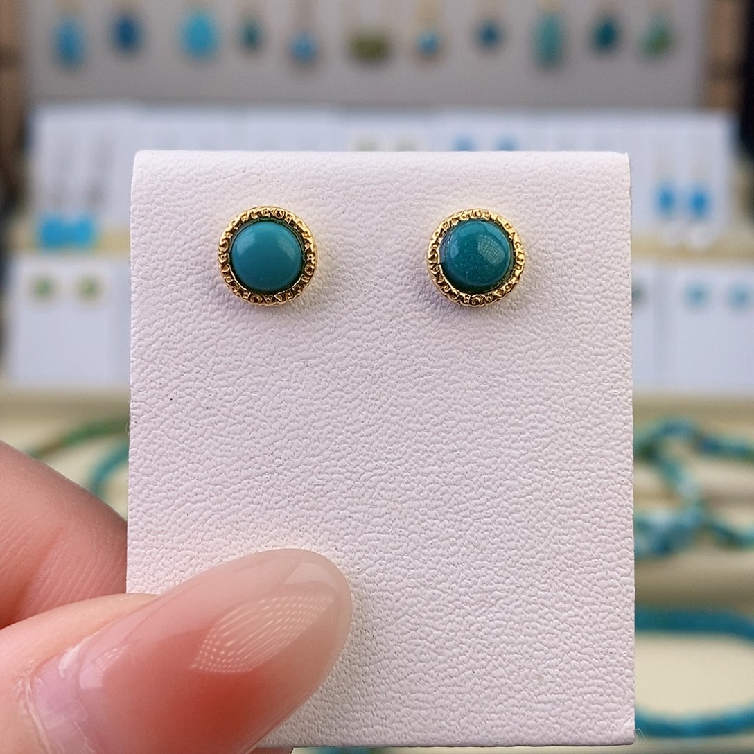 银S925镶嵌绿松石耳饰