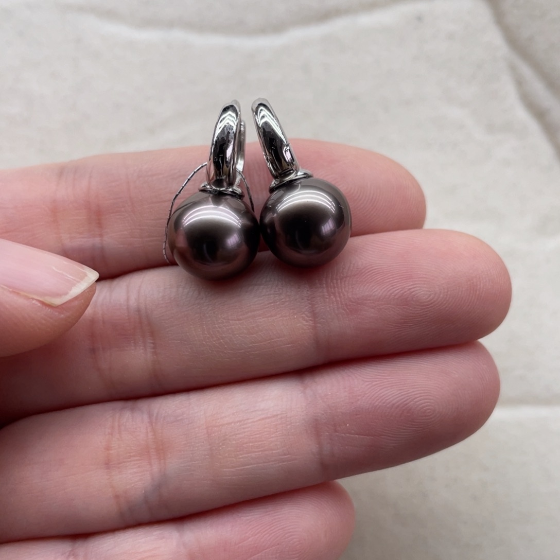 海水珍珠耳环银S925镶嵌10-11m m