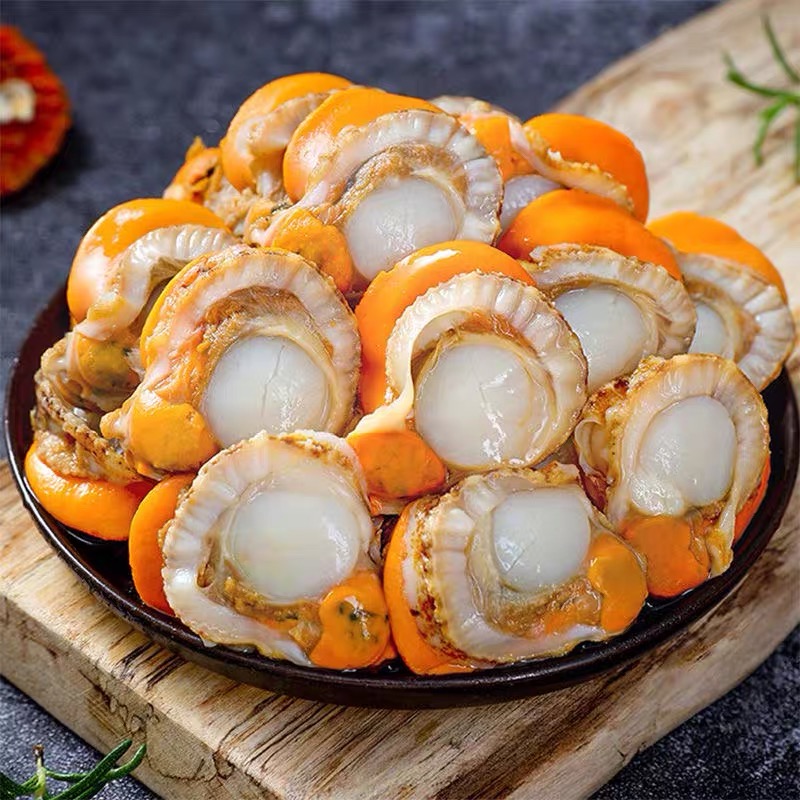 三宝爸甄选新鲜熟冻扇贝肉共4斤(4袋装)